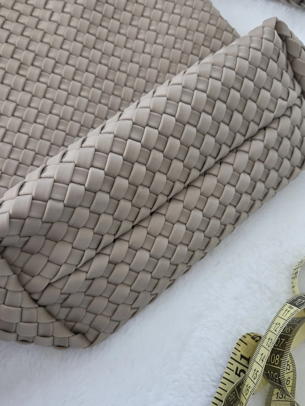 Woven Taupe Hobo Bag with Matching Pouch